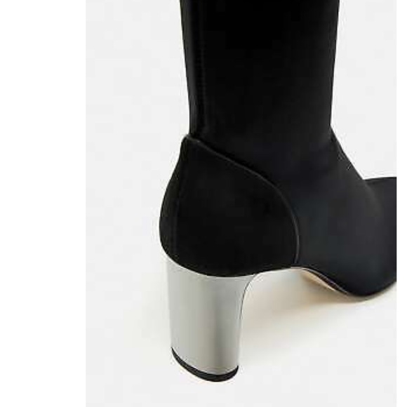ZARA - OTK Fabric Black Boots with Metallic Heel - Picture 2 of 8